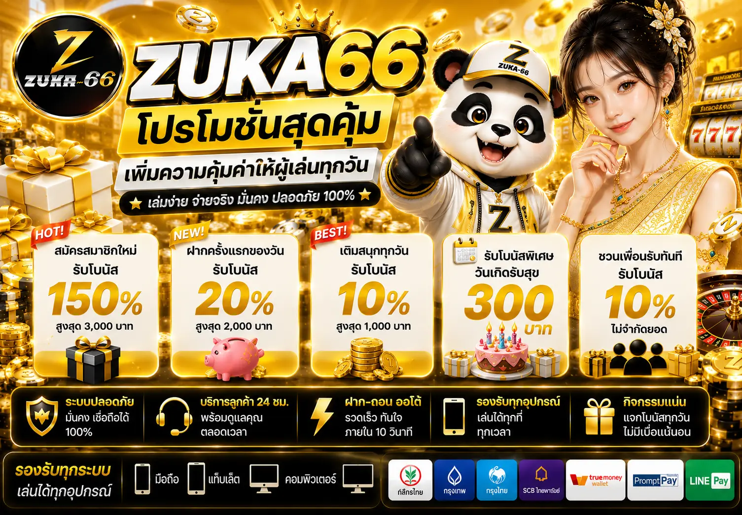 โปรโมชั่น ZUKA66 สล็อตเว็บตรง ฝากโบนัสใหม่ทุกวัน